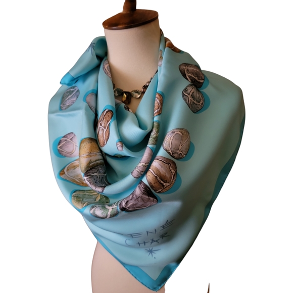 Hermes Accessories - HERMES | Turquois Aphorisme' René Char "Impose Ta Chance" 90cm x 90cm 100% Silk